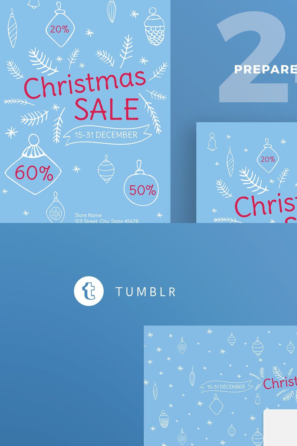 Social Media Pack | Christmas Sale pinterest preview image.