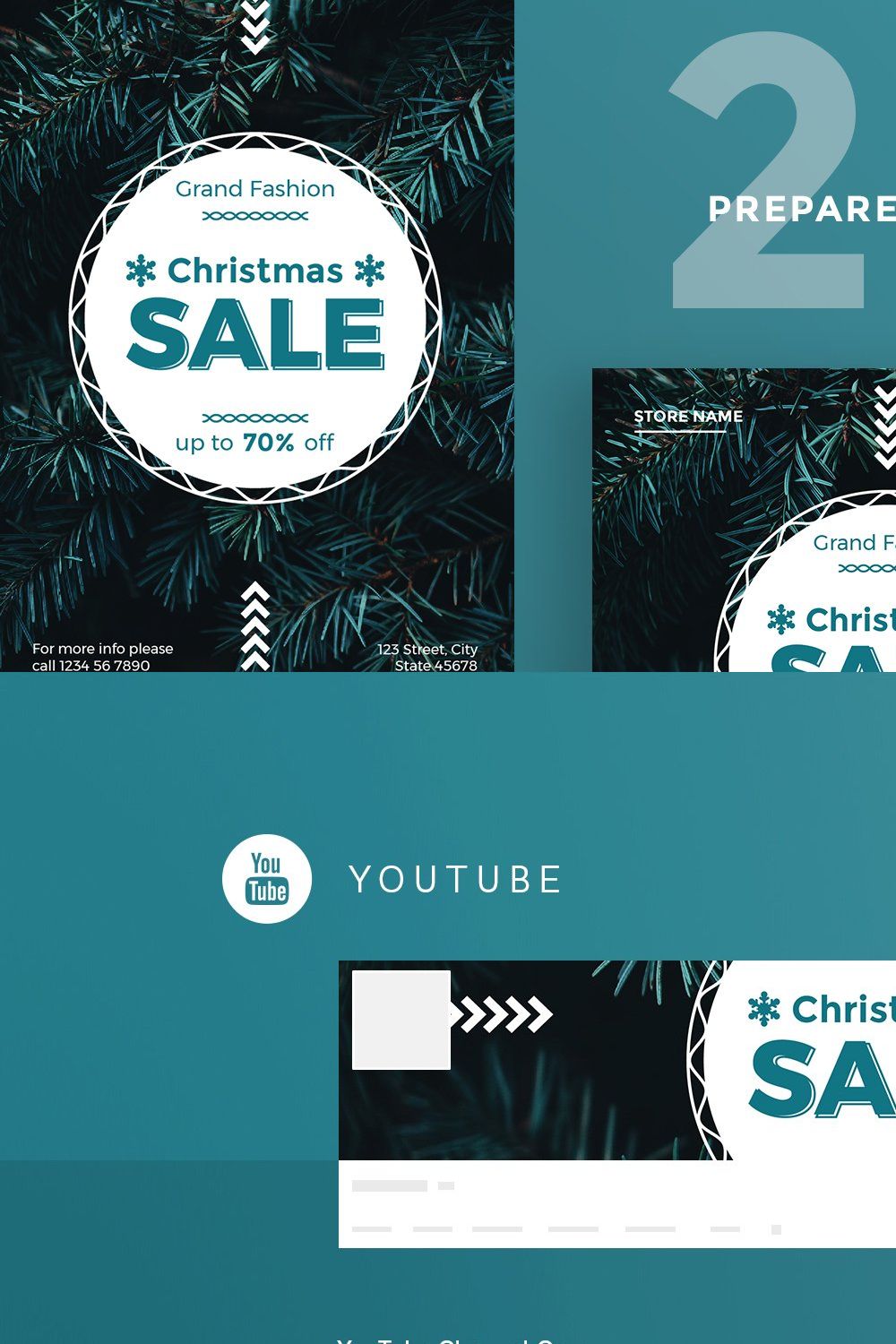 Social Media Pack | Christmas Sale pinterest preview image.