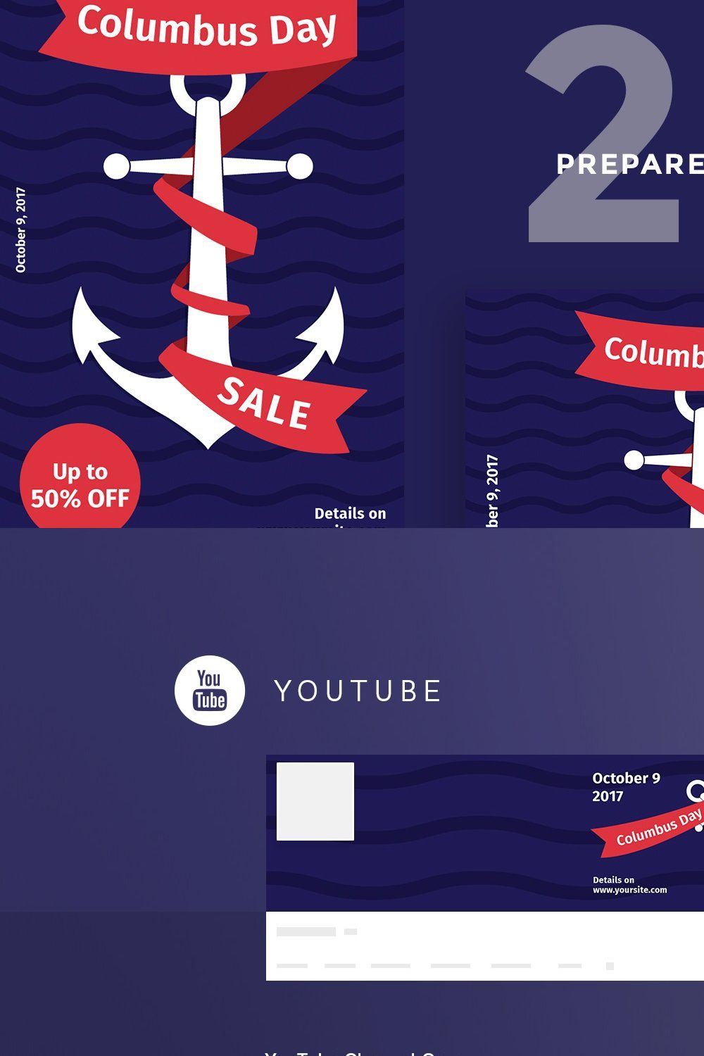 Social Media Pack | Columbus Day pinterest preview image.