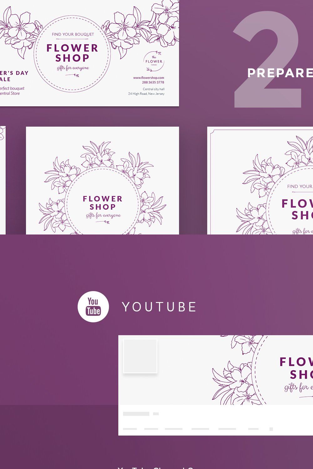 Social Media Pack | Flower Shop pinterest preview image.