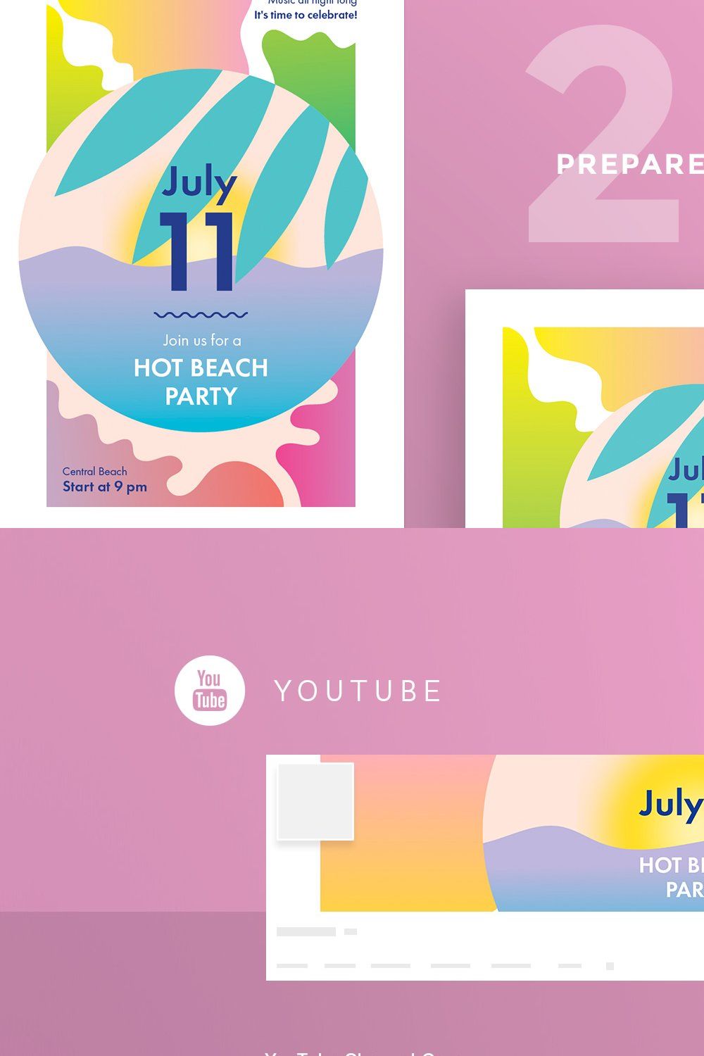 Social Media Pack | Hot Beach Party pinterest preview image.