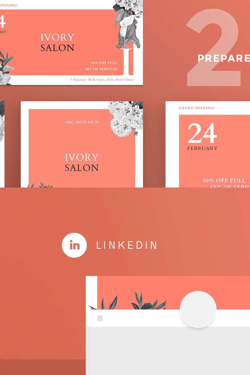 Social Media Pack | Ivory Salon pinterest preview image.