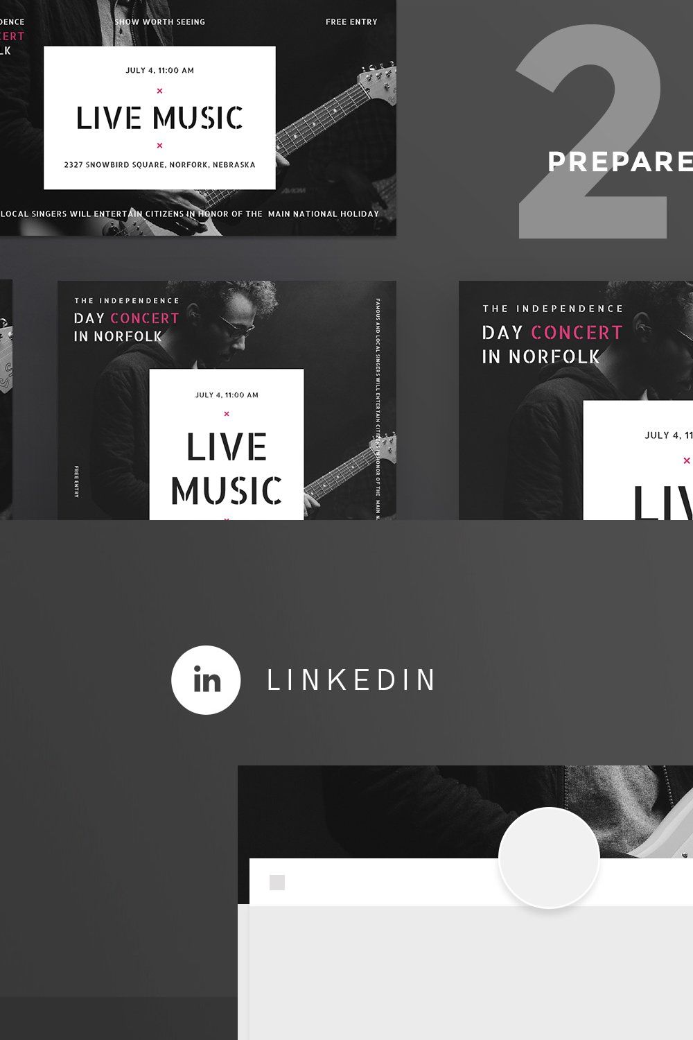 Social Media Pack | Live Music pinterest preview image.