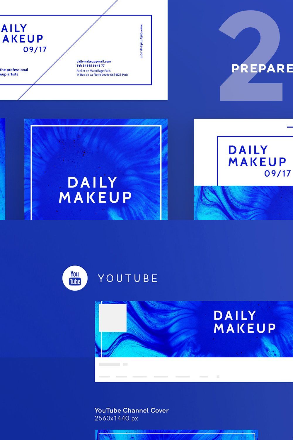 Social Media Pack | Makeup Blue pinterest preview image.