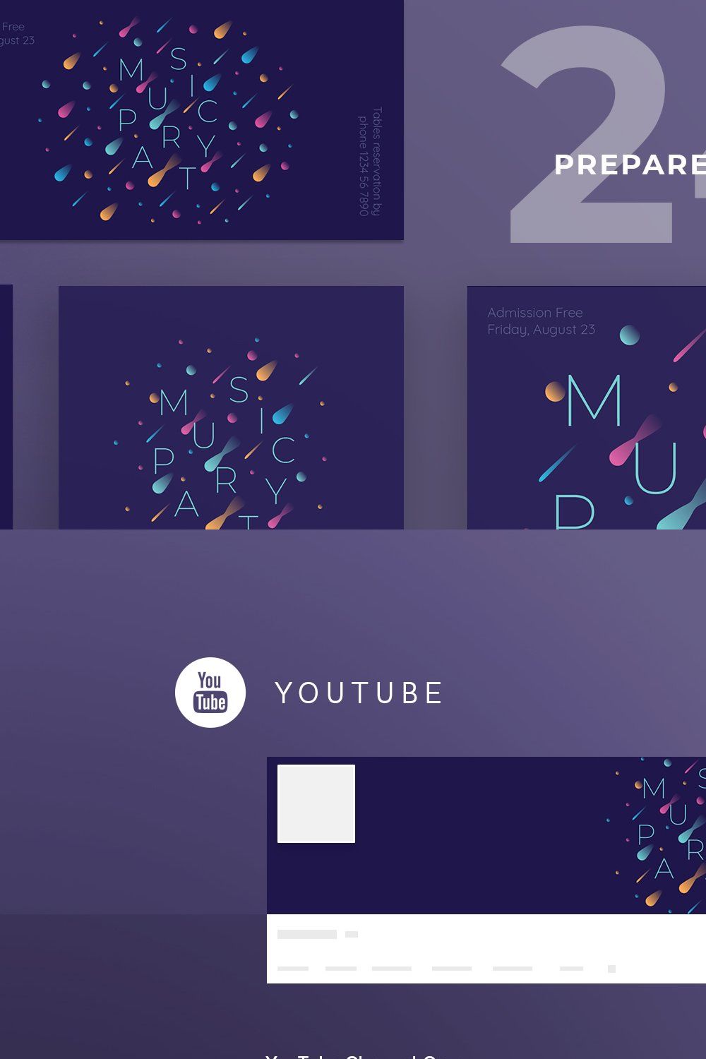 Social Media Pack | Music Party pinterest preview image.