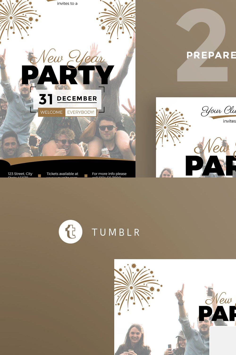 Social Media Pack | New Year Party pinterest preview image.