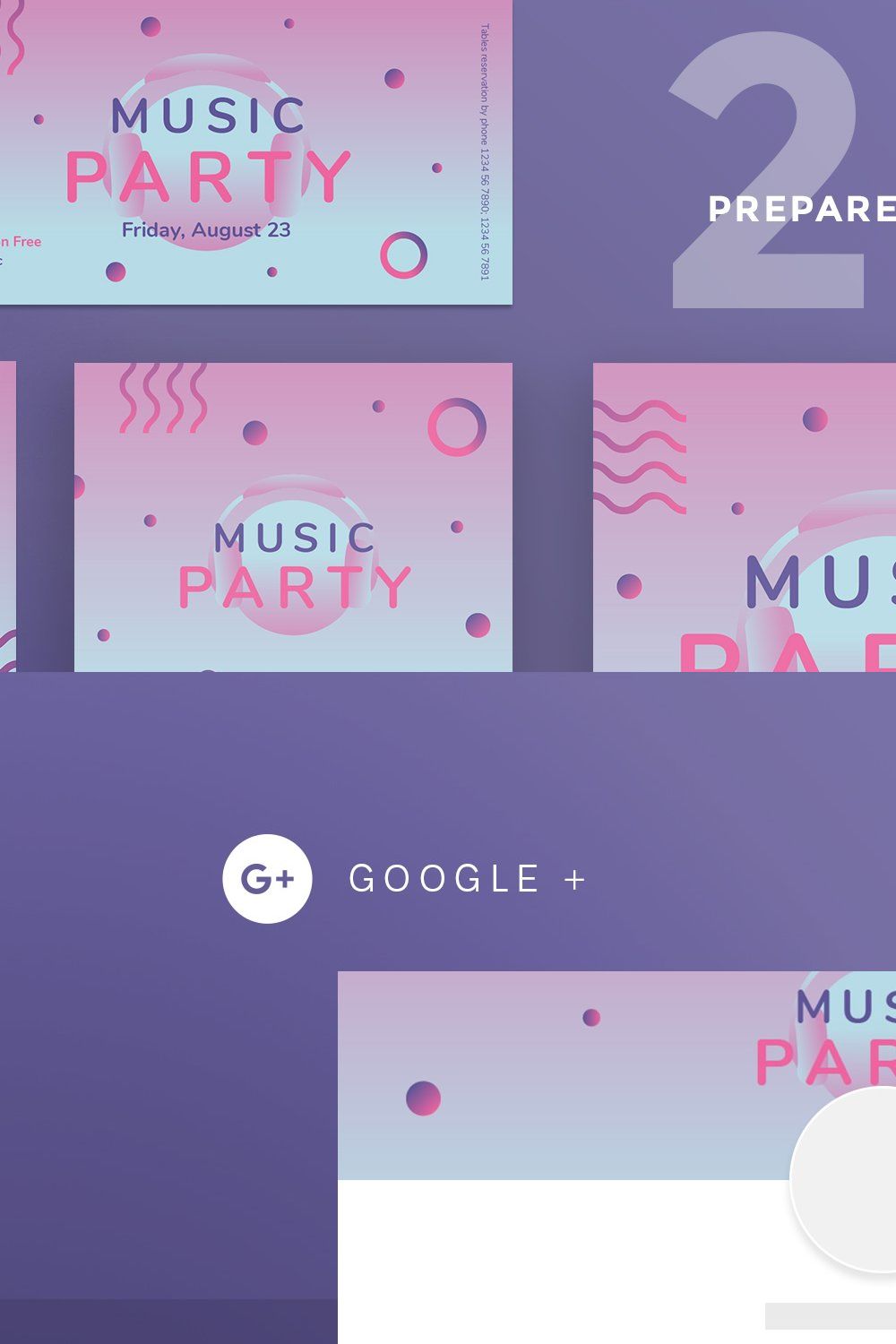 Social Media Pack | Pink Music Party pinterest preview image.