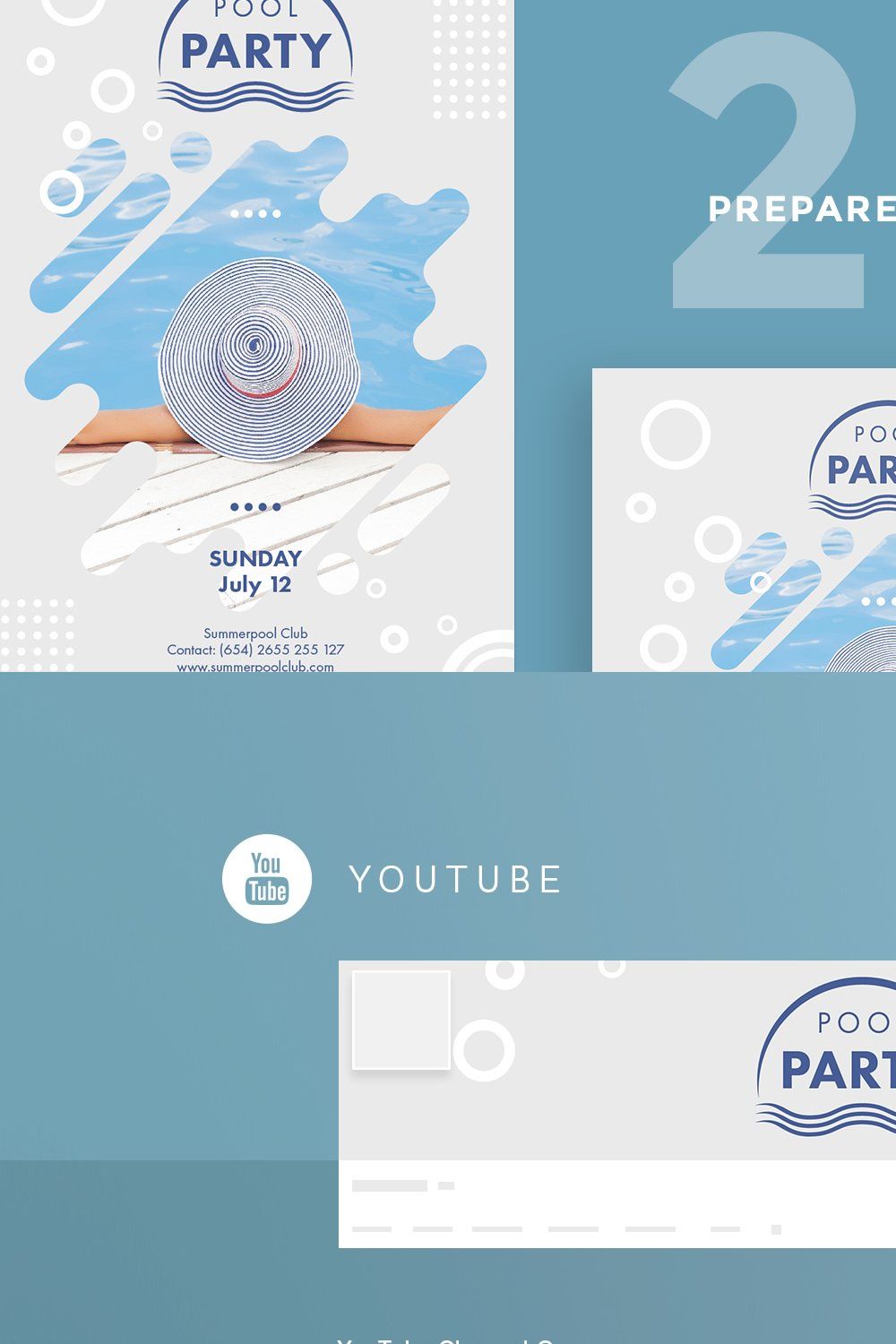 Social Media Pack | Pool Party pinterest preview image.