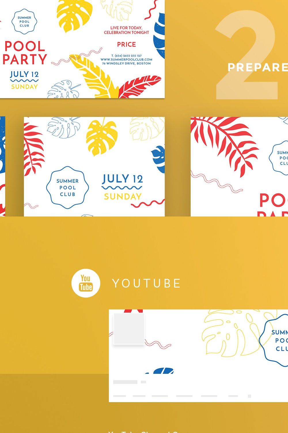 Social Media Pack | Pool Party pinterest preview image.