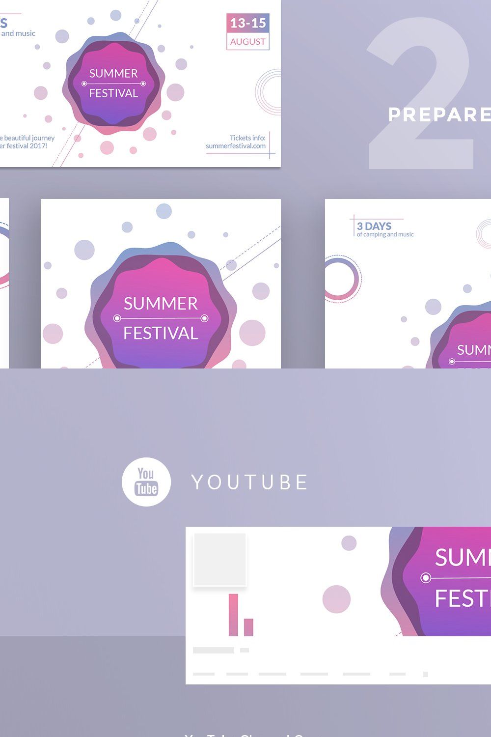 Social Media Pack | Summer Festival pinterest preview image.