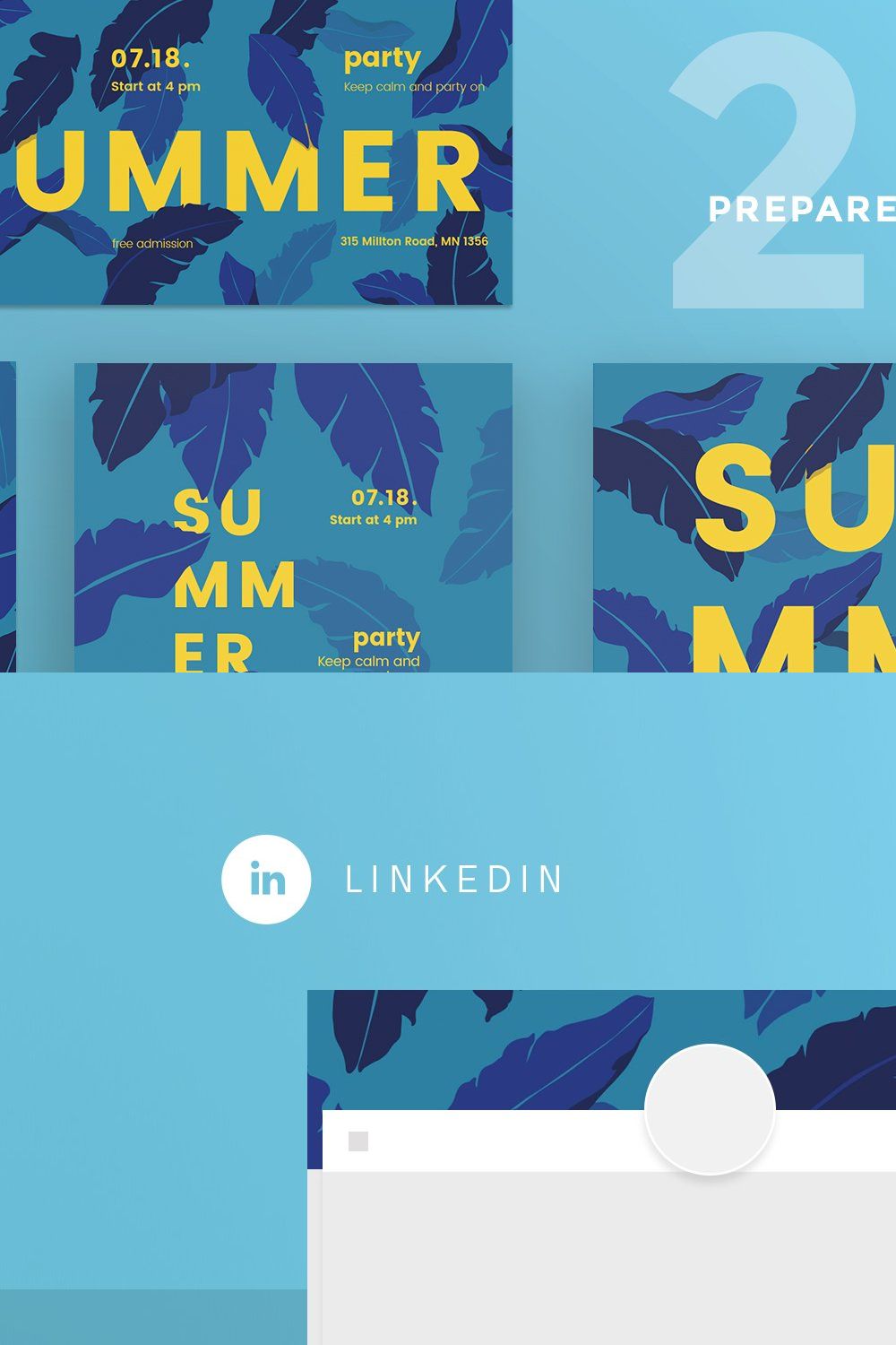 Social Media Pack | Summer Leaves pinterest preview image.