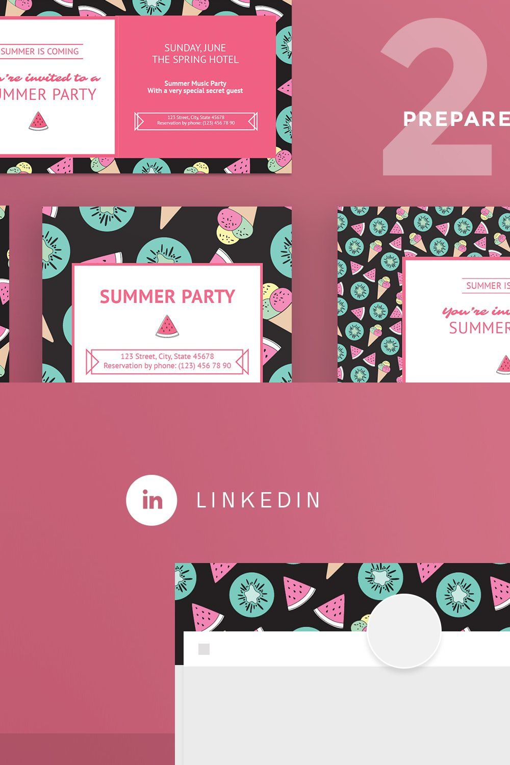 Social Media Pack | Summer Party pinterest preview image.