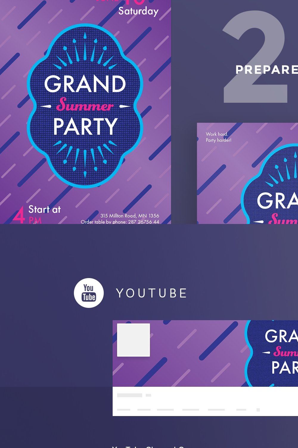 Social Media Pack | Summer Party pinterest preview image.