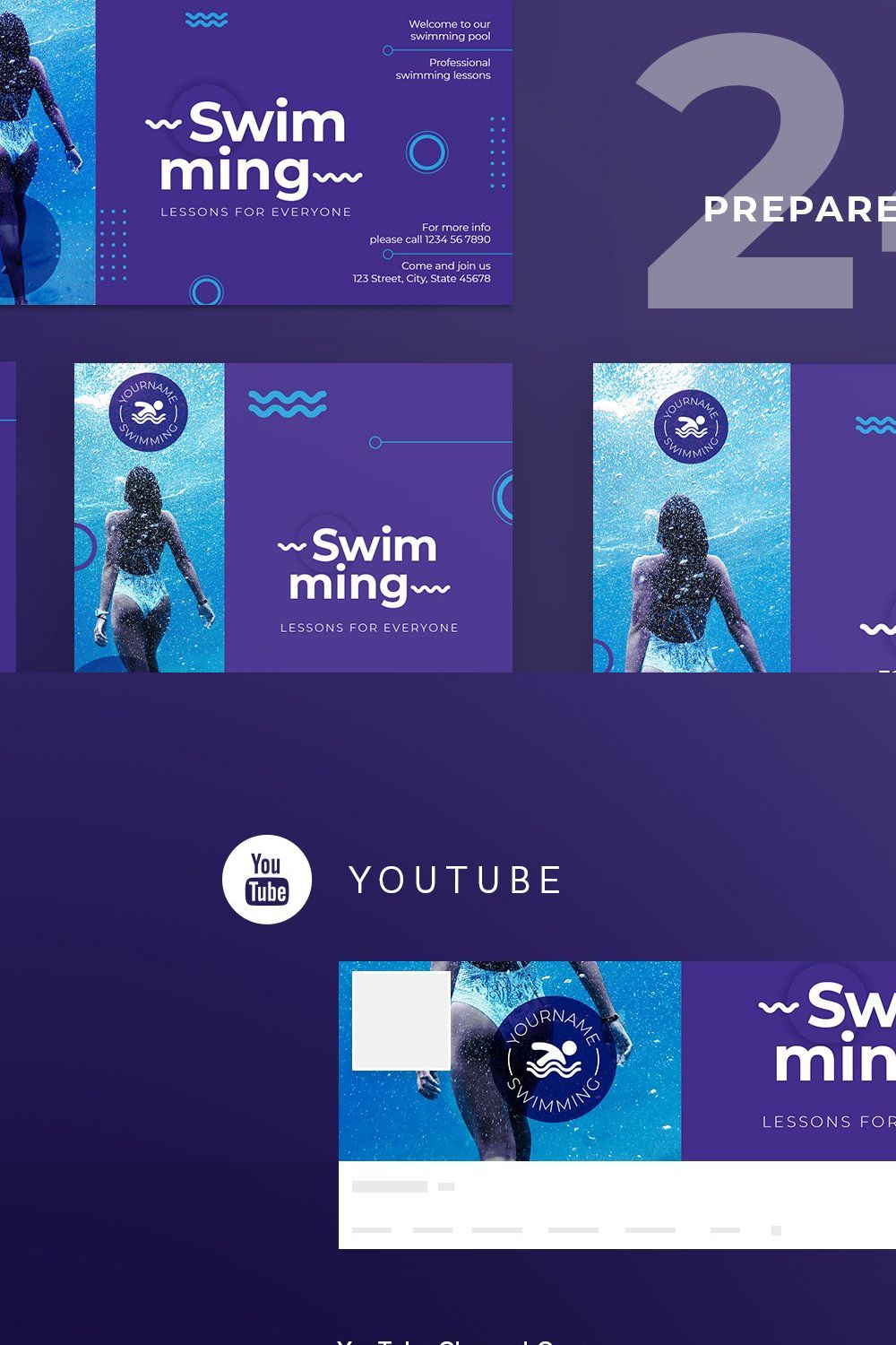 Social Media Pack | Swimming Lessons pinterest preview image.