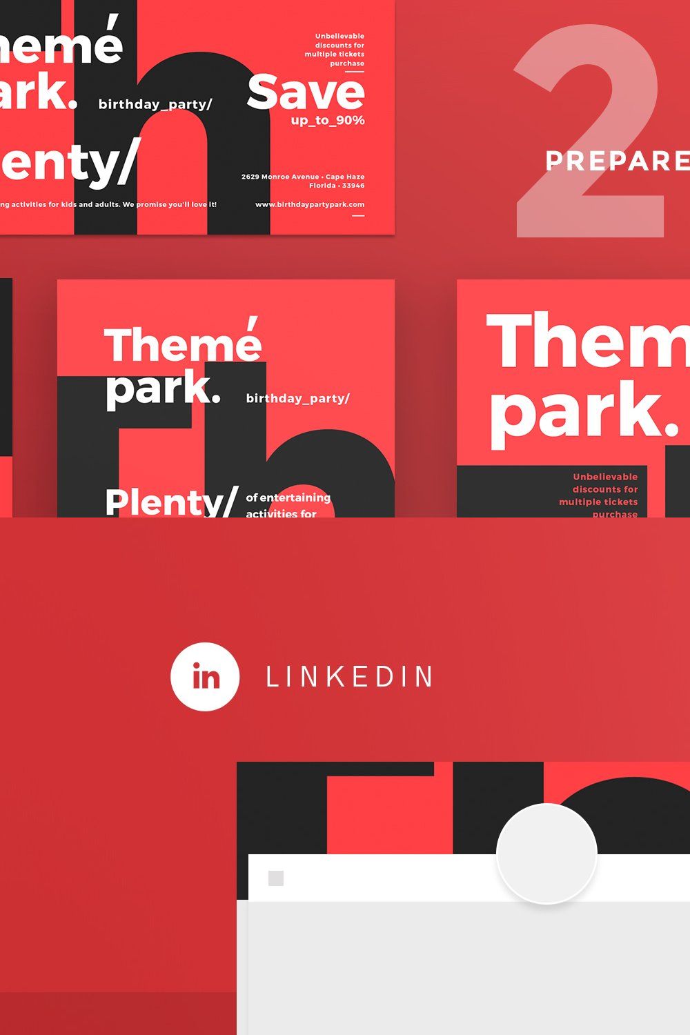 Social Media Pack | Theme Park pinterest preview image.