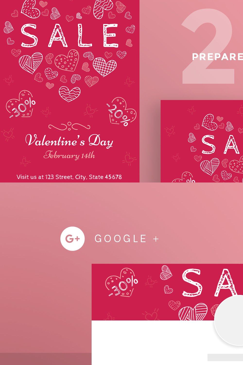 Social Media Pack | Valentine's Day pinterest preview image.