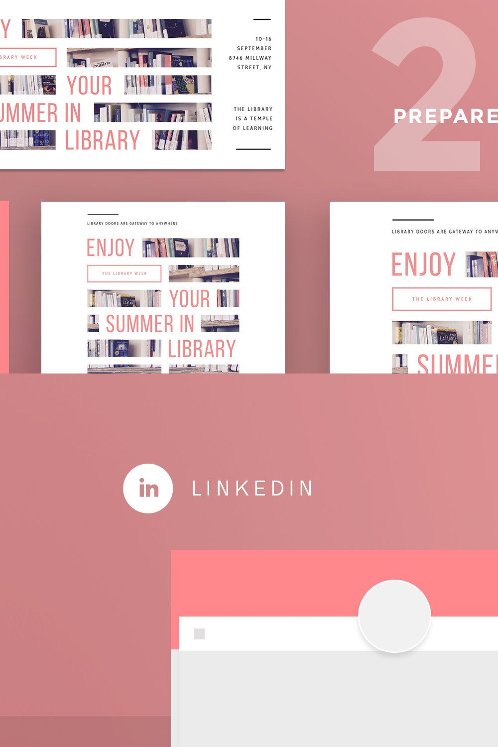 Social Media Pack|Summer In Library pinterest preview image.