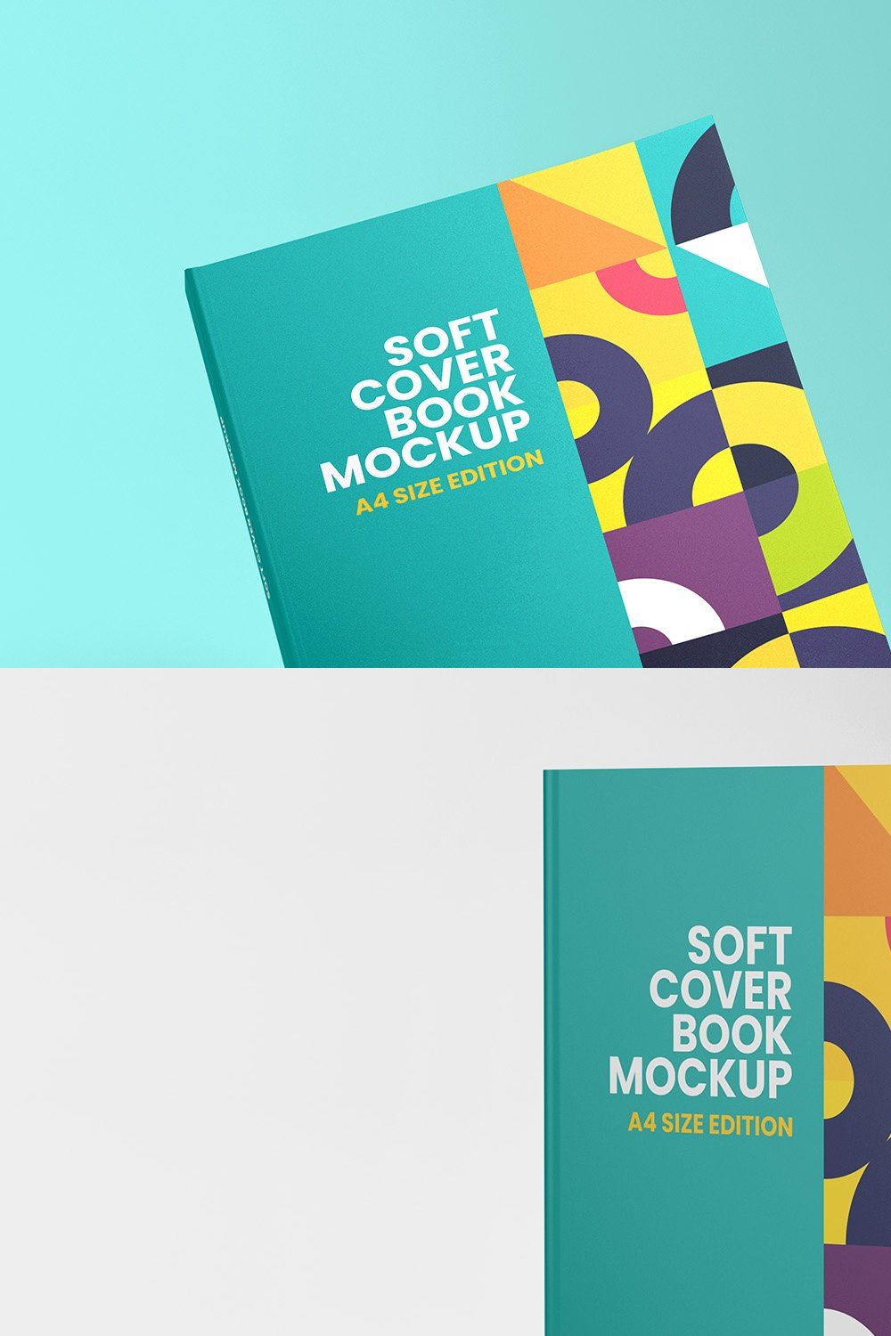 Soft Cover Book Mockup - A4 pinterest preview image.