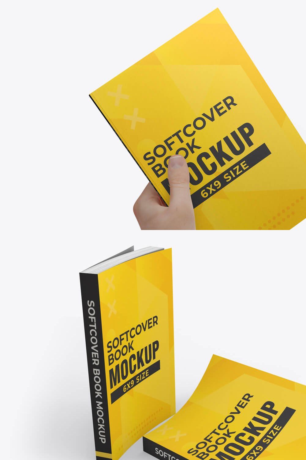 Softcover Book Mockups pinterest preview image.