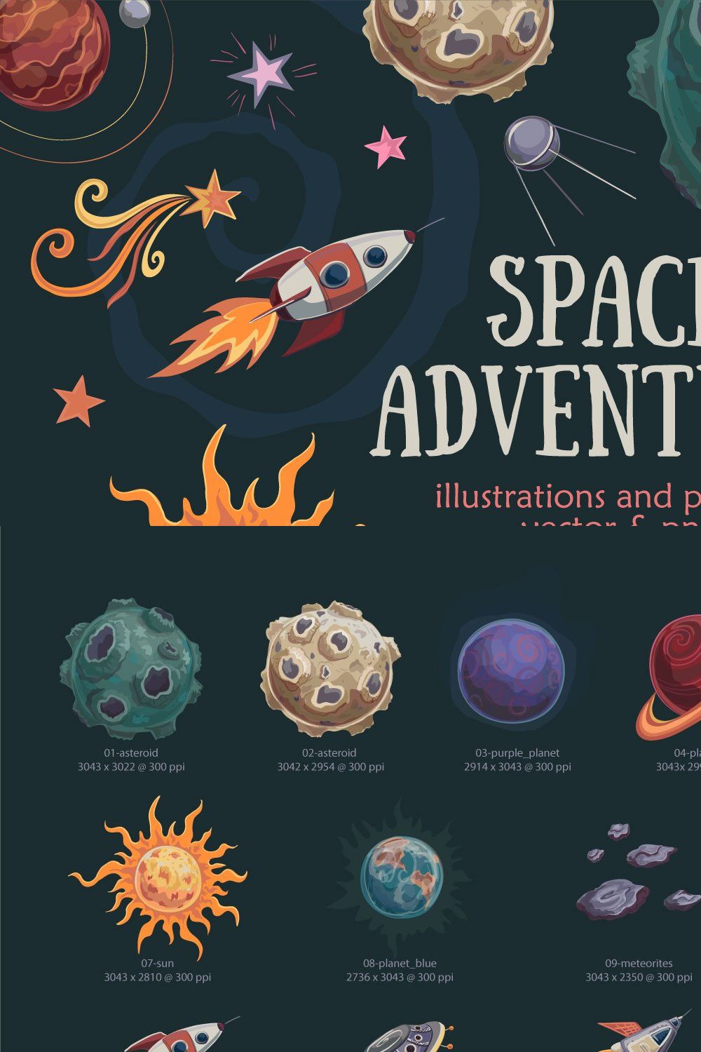 Сollection "Space adventure" pinterest preview image.
