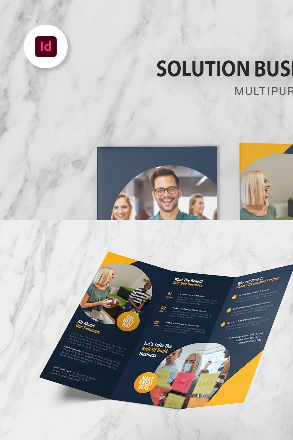 Solution Business Trifold Brochure pinterest preview image.