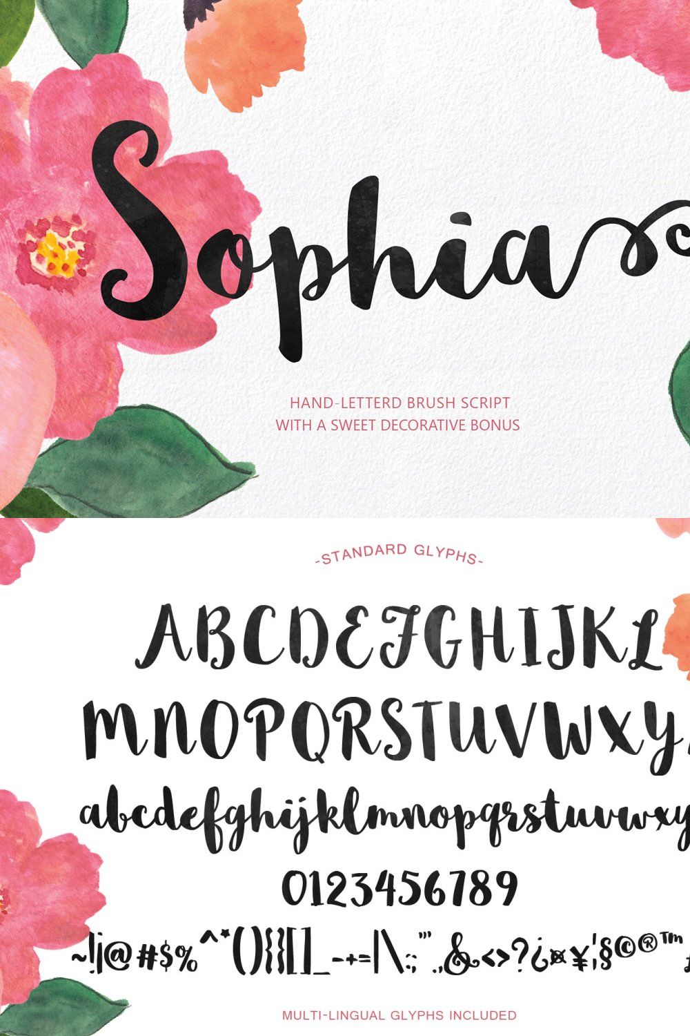 Sophia Hand-lettered pinterest preview image.