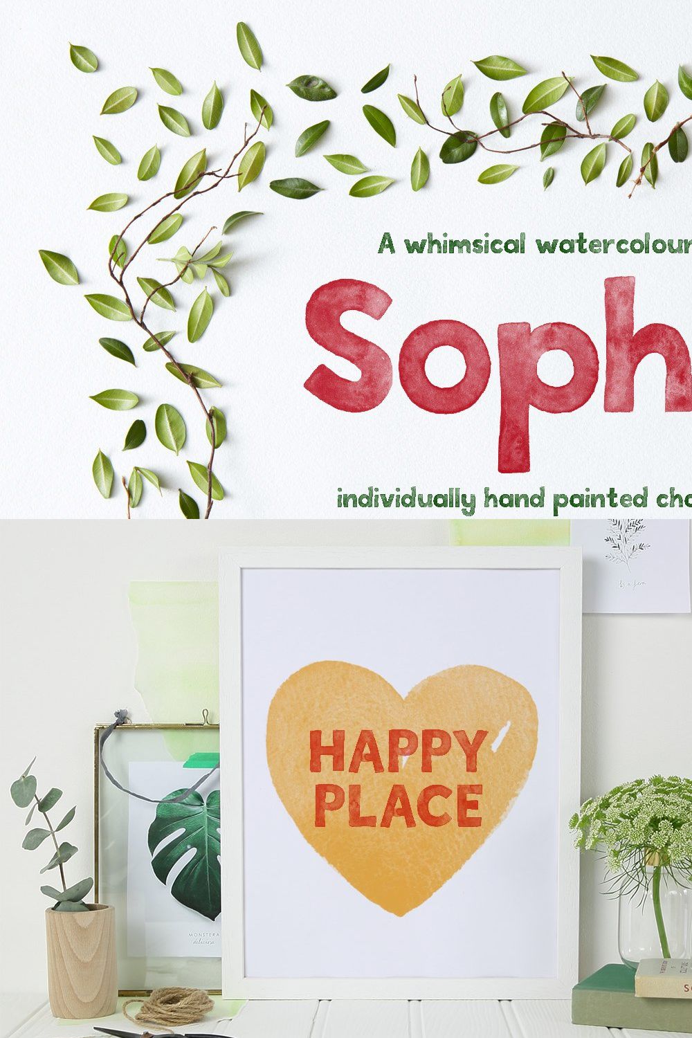 Sophie Watercolour Display Font pinterest preview image.
