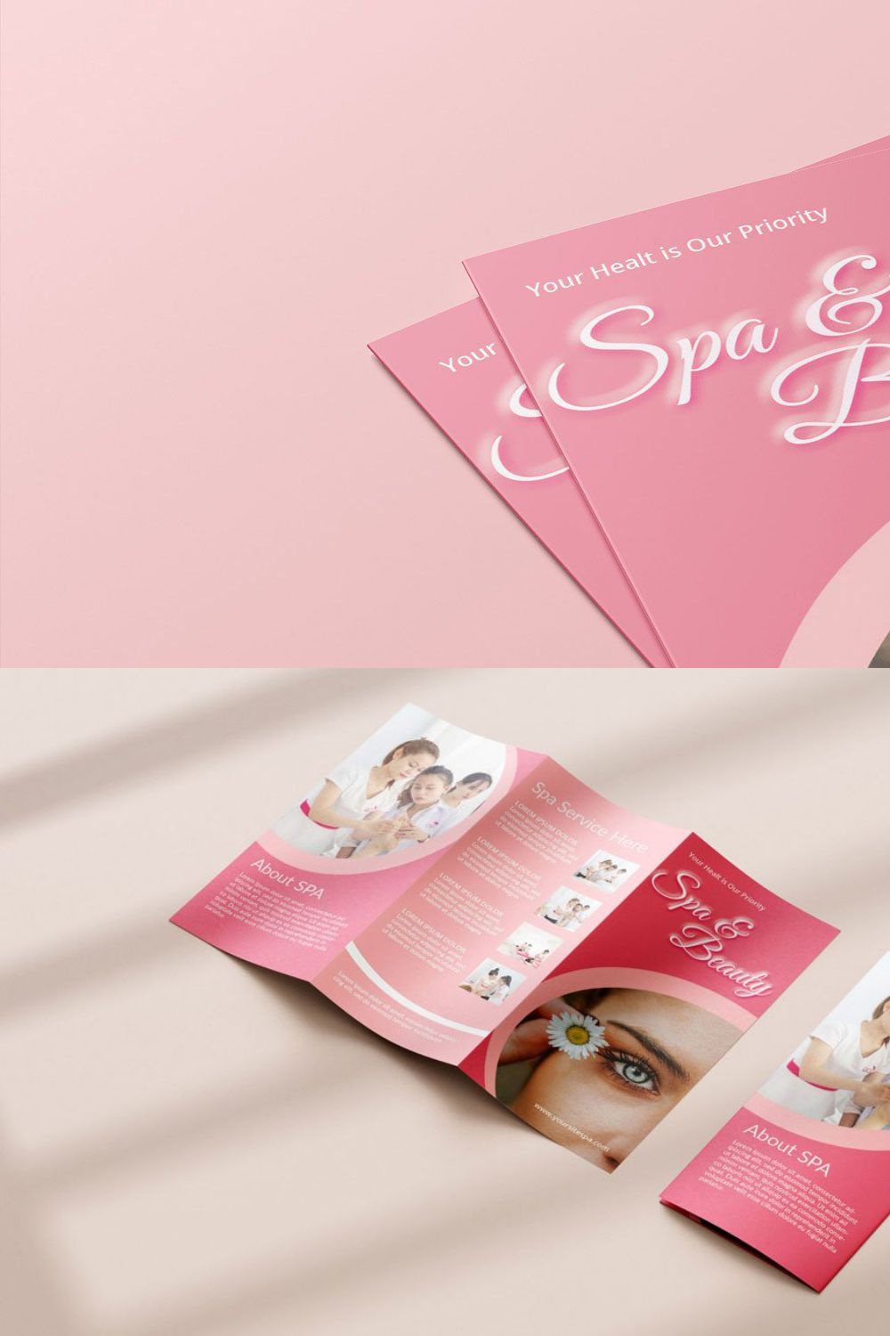 SPA & BEAUTY - TRIFOLD BROCHURE pinterest preview image.