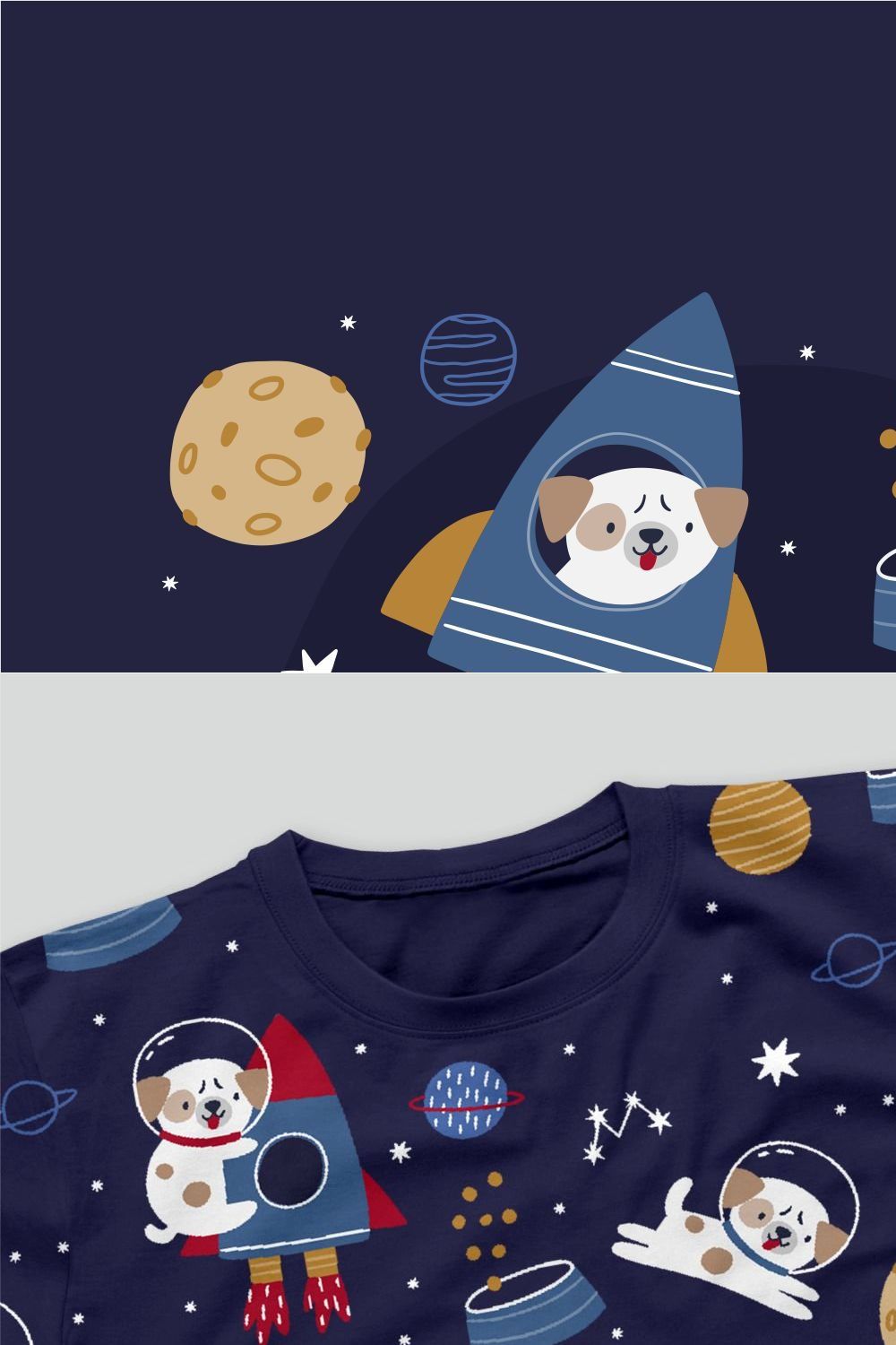 Space adventure - happy dog in space pinterest preview image.