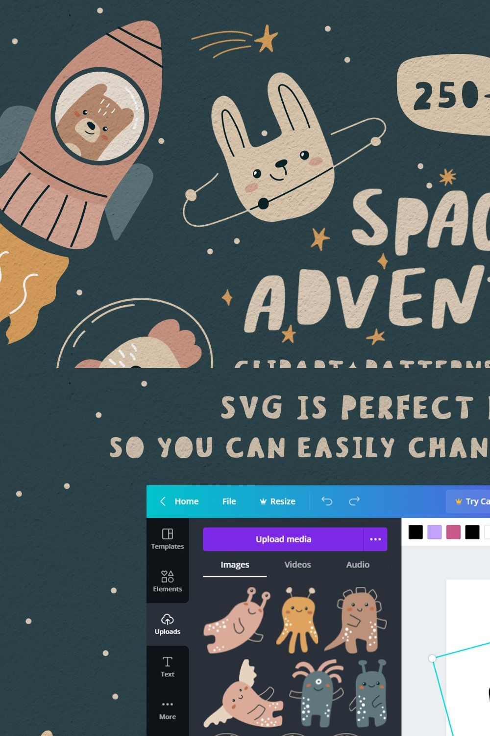 Space adventure. Clipart for kids pinterest preview image.