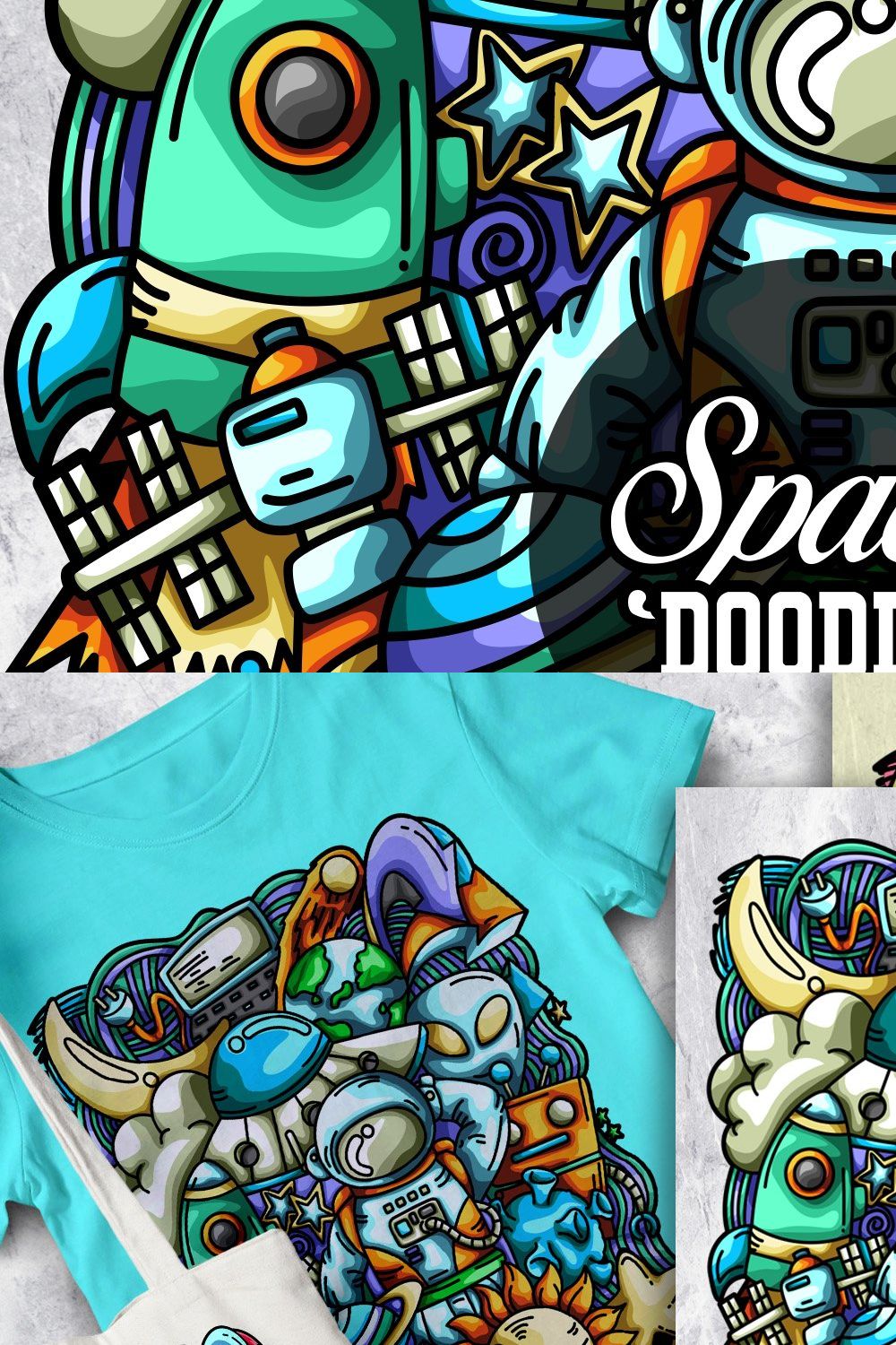 Space Doodle Illustrations pinterest preview image.