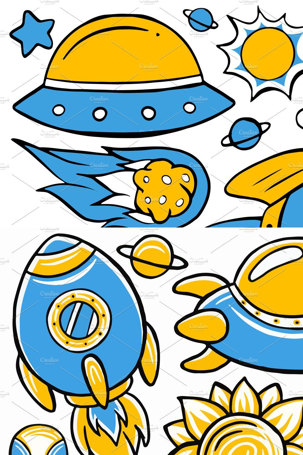 Space Doodle Vector Pack pinterest preview image.