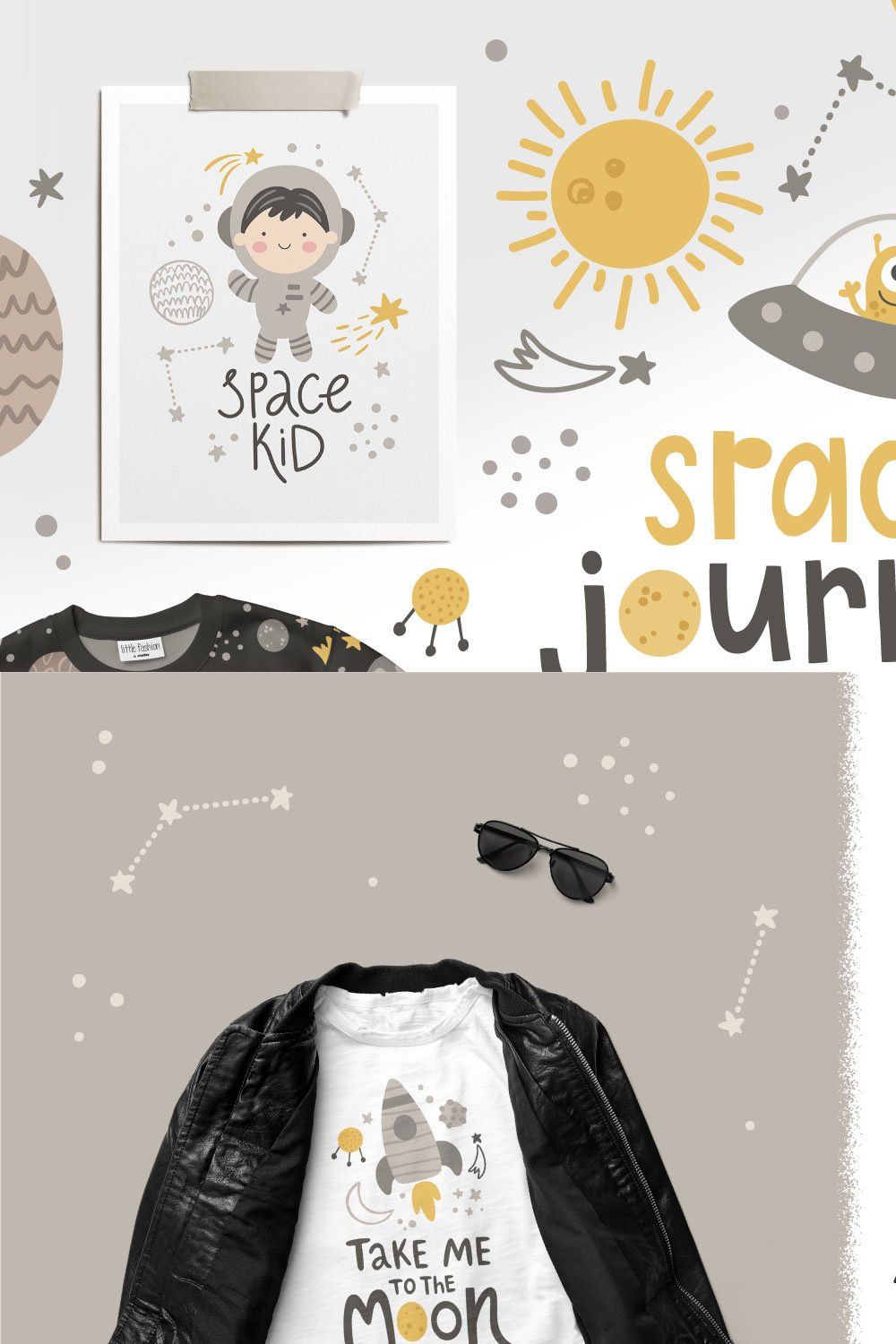 Space Journey Kids clipart set pinterest preview image.