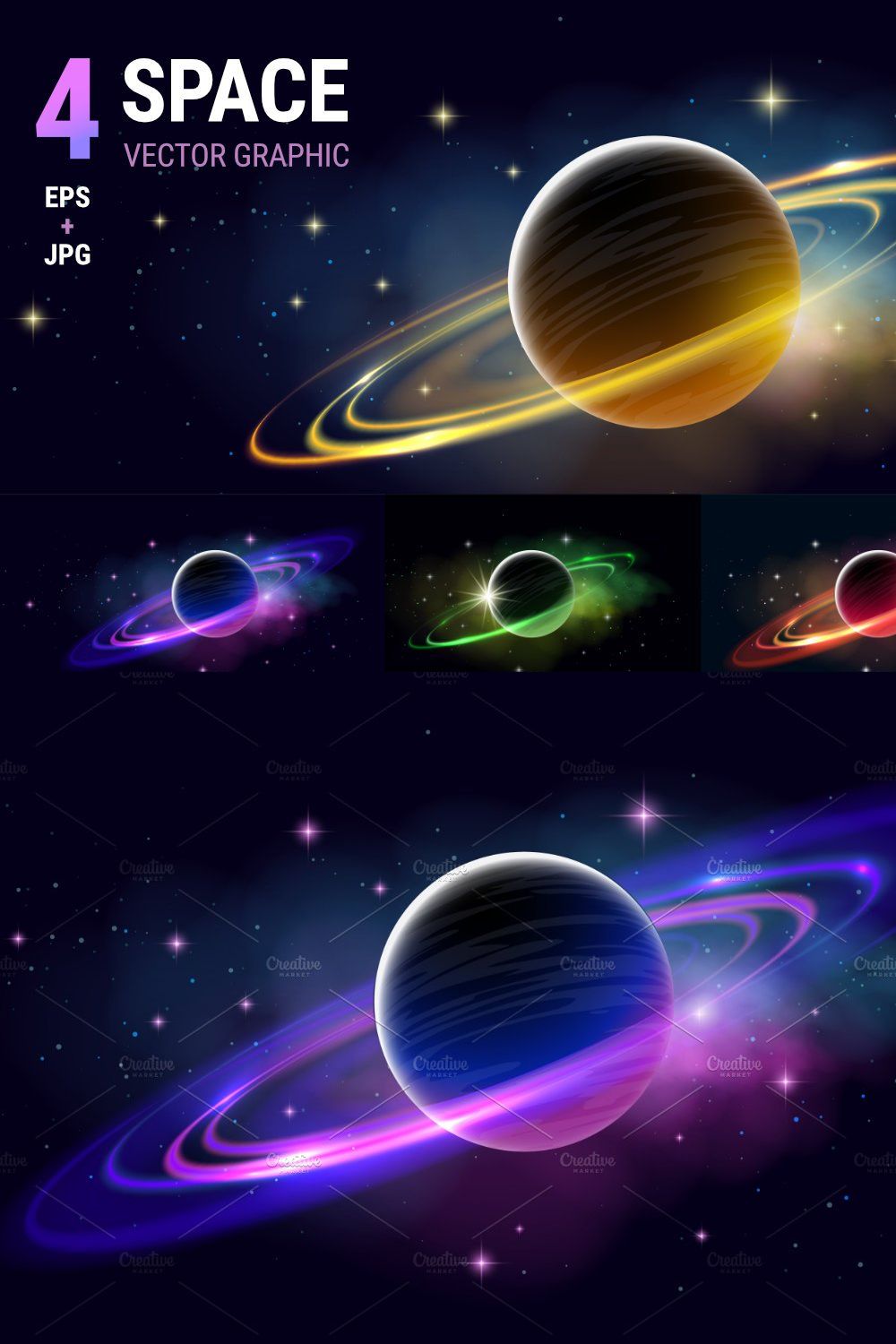 Space Planets | Vector Set pinterest preview image.