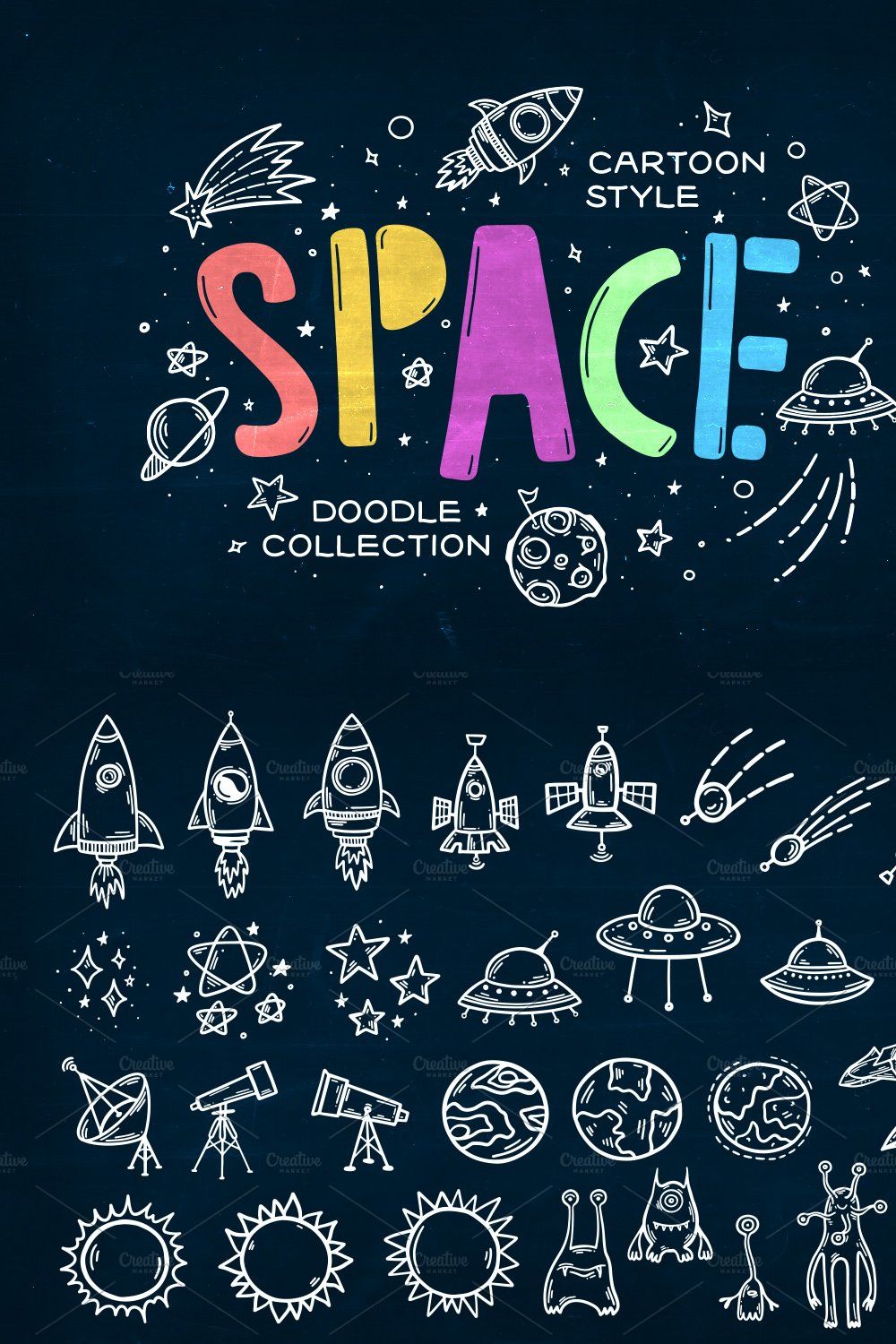Space Theme Doodle Collection pinterest preview image.