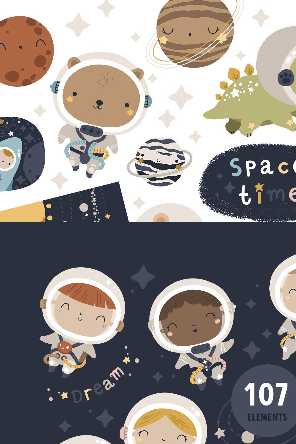 Space time Kids illustrations pinterest preview image.