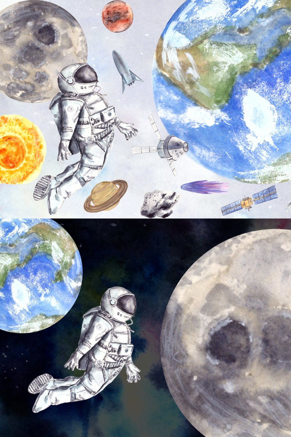 Space - Watercolor Clip Art Set pinterest preview image.