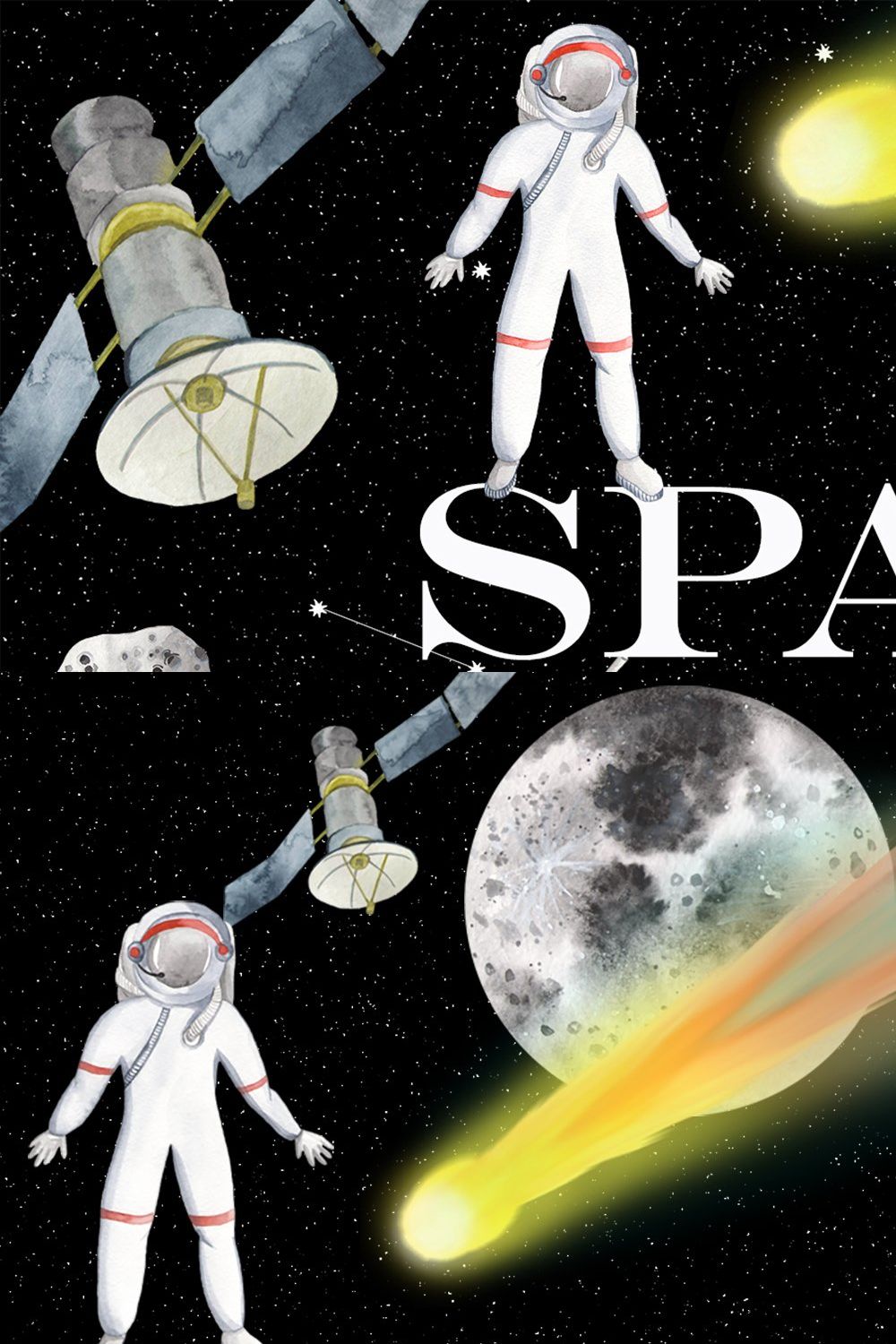 Space Watercolor clipart pinterest preview image.