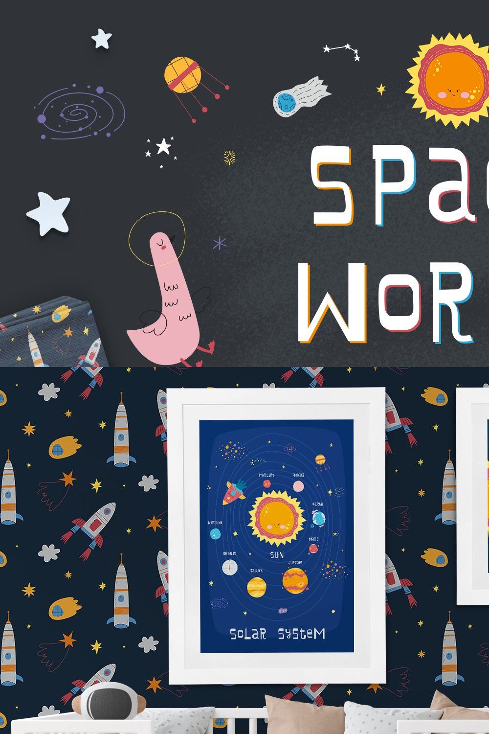 Space world. Graphic collection pinterest preview image.