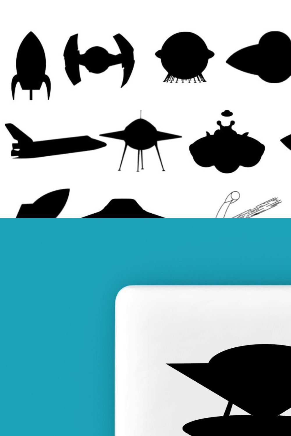 Spaceship Silhouette pinterest preview image.