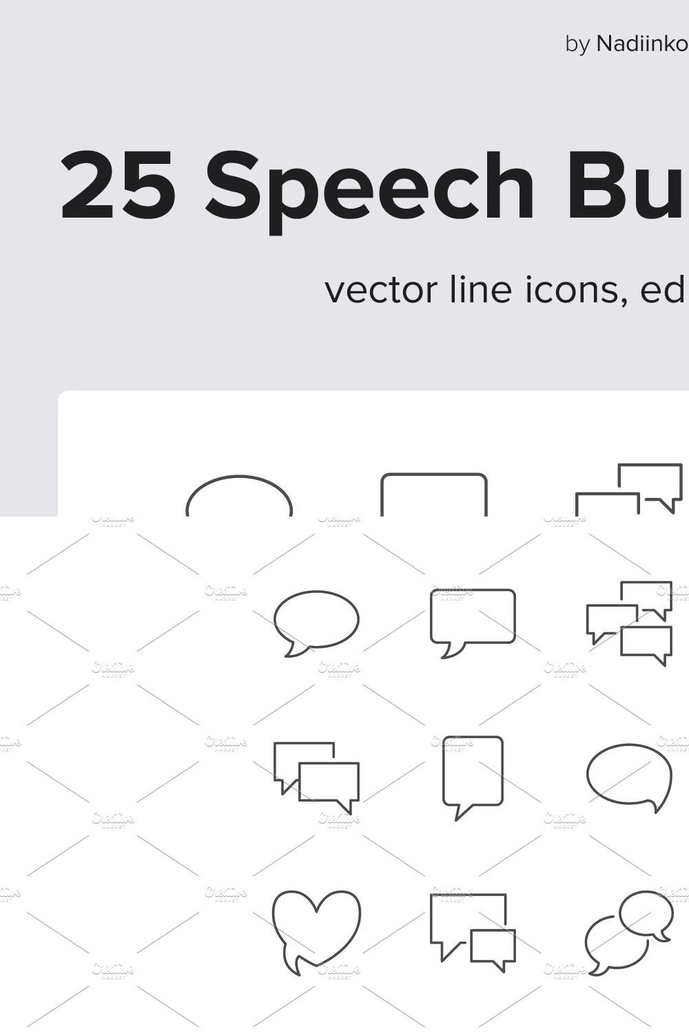 Speech Bubble Line Icons pinterest preview image.