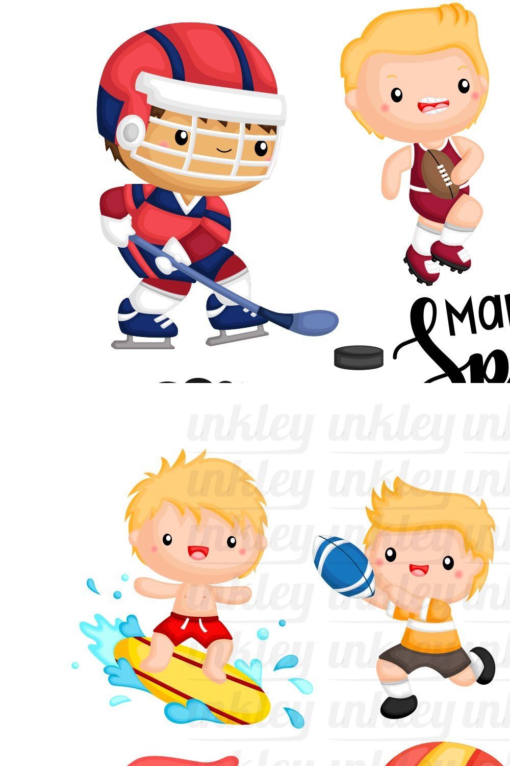 Sport and Boys Clipart - Cute Kids pinterest preview image.