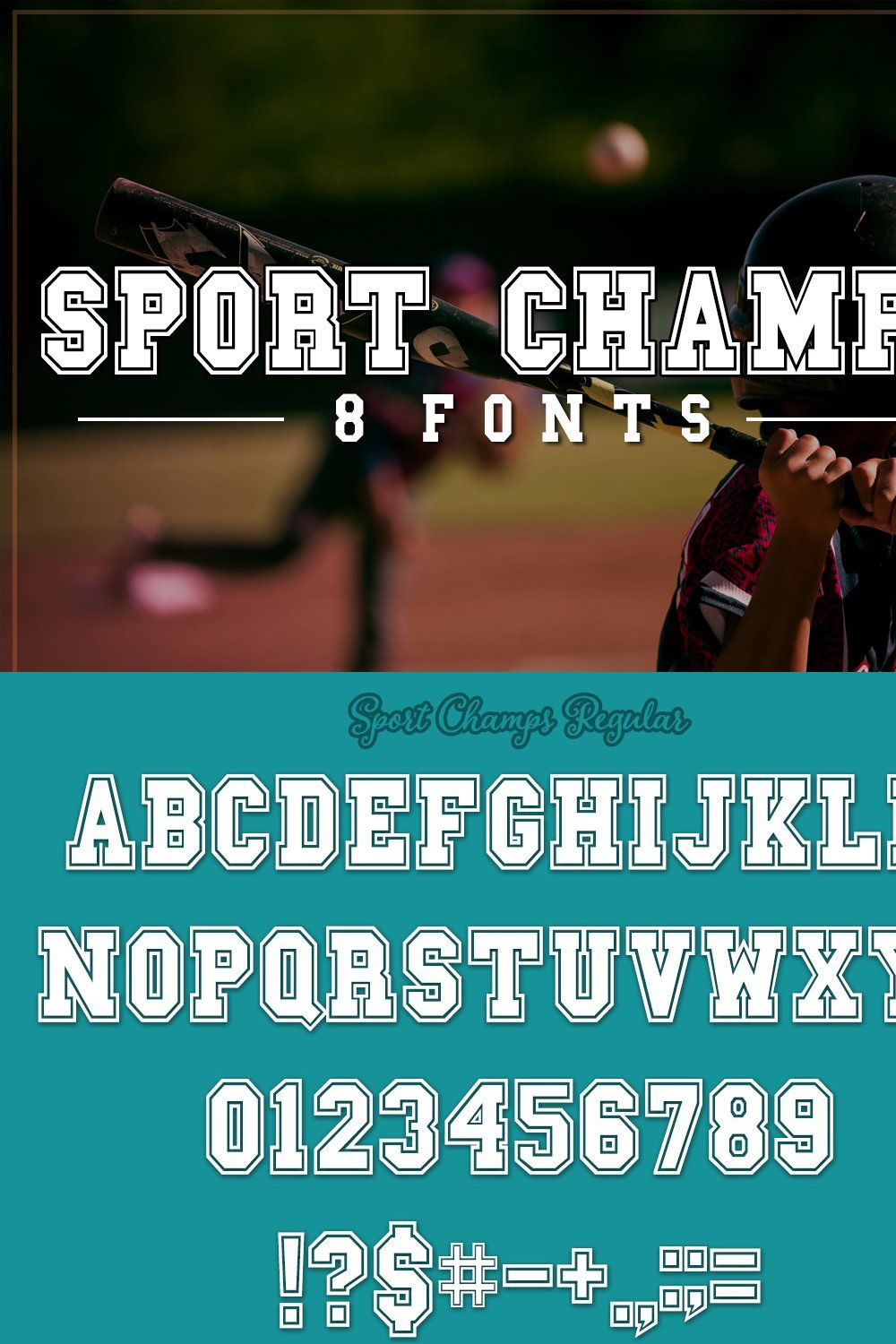 Sports Font Pack | Varsity Fonts pinterest preview image.