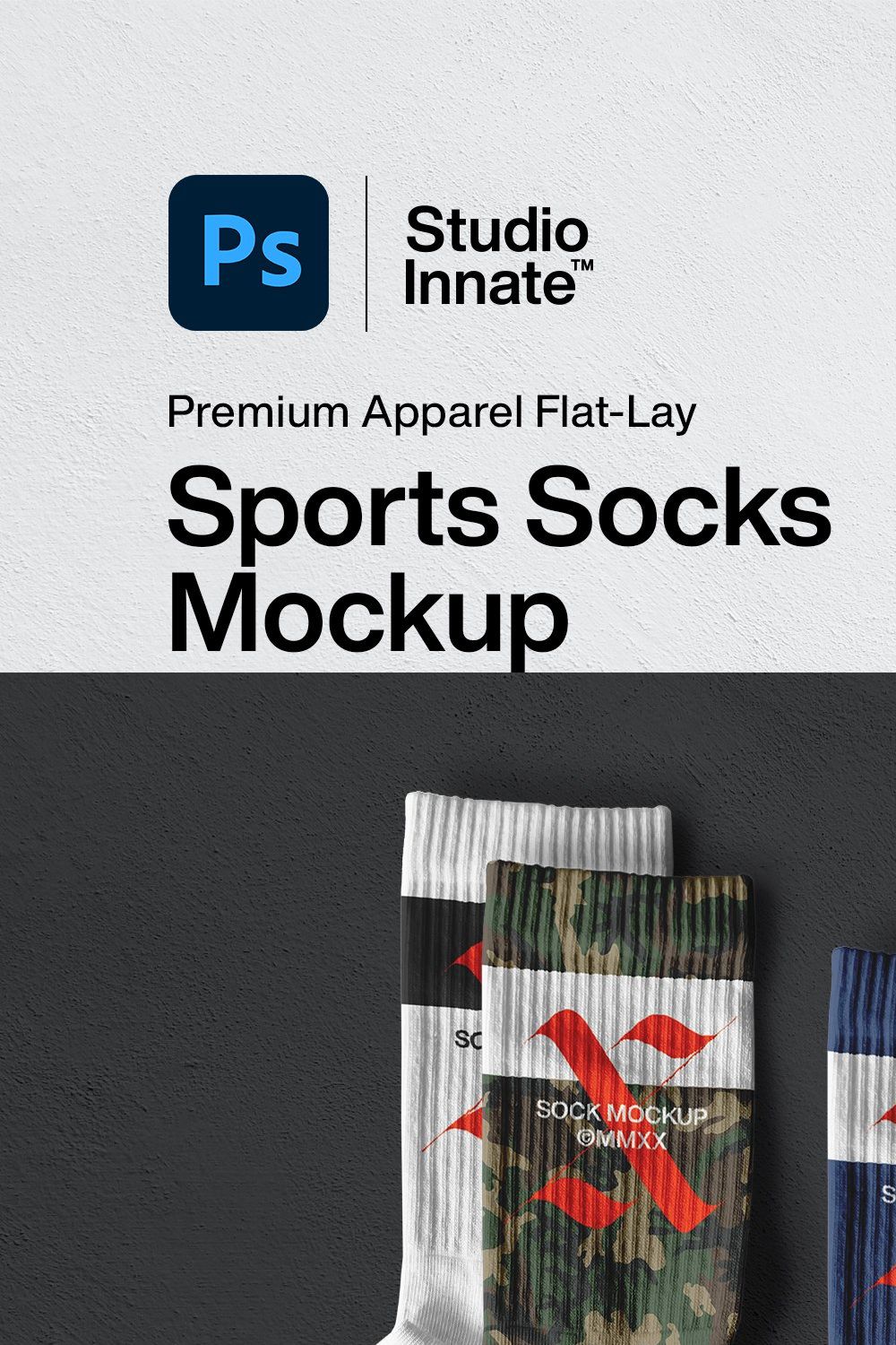 Sports Socks - Mockup pinterest preview image.