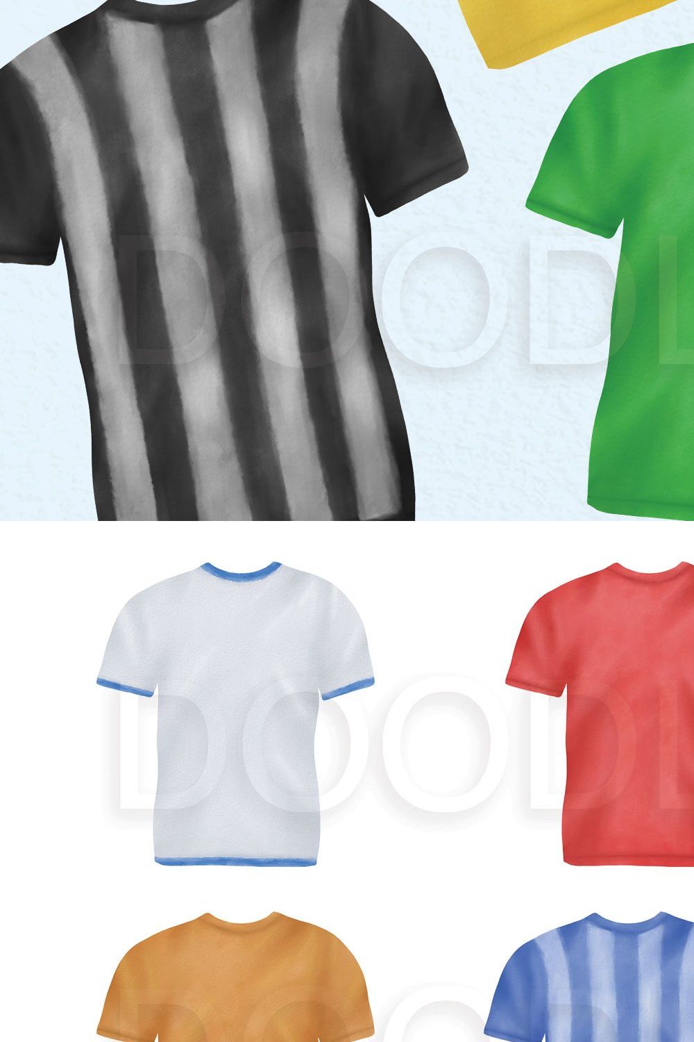 Sports T-Shirts Watercolor Clipart pinterest preview image.