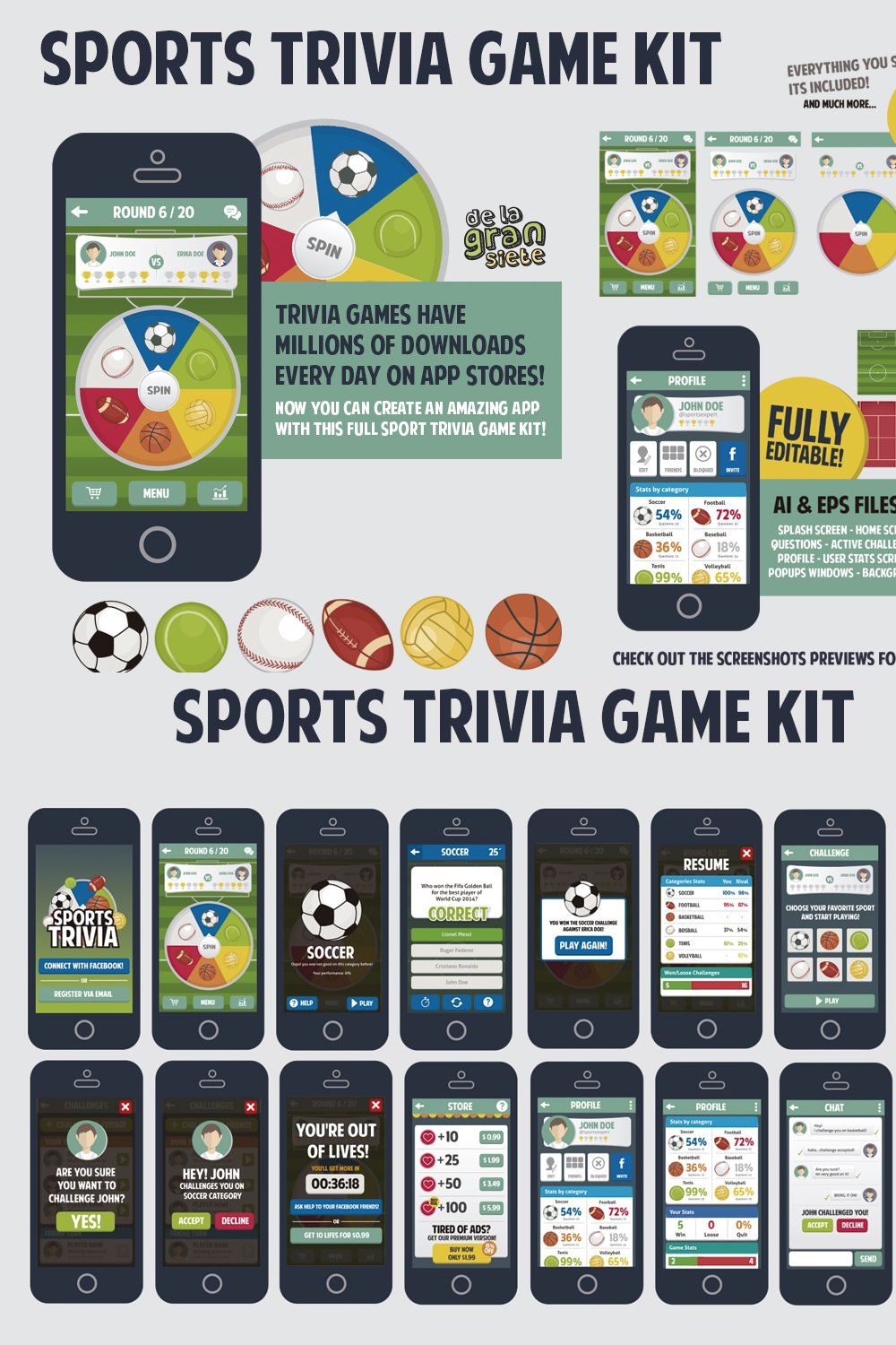 Sports Trivia Full Game Kit pinterest preview image.