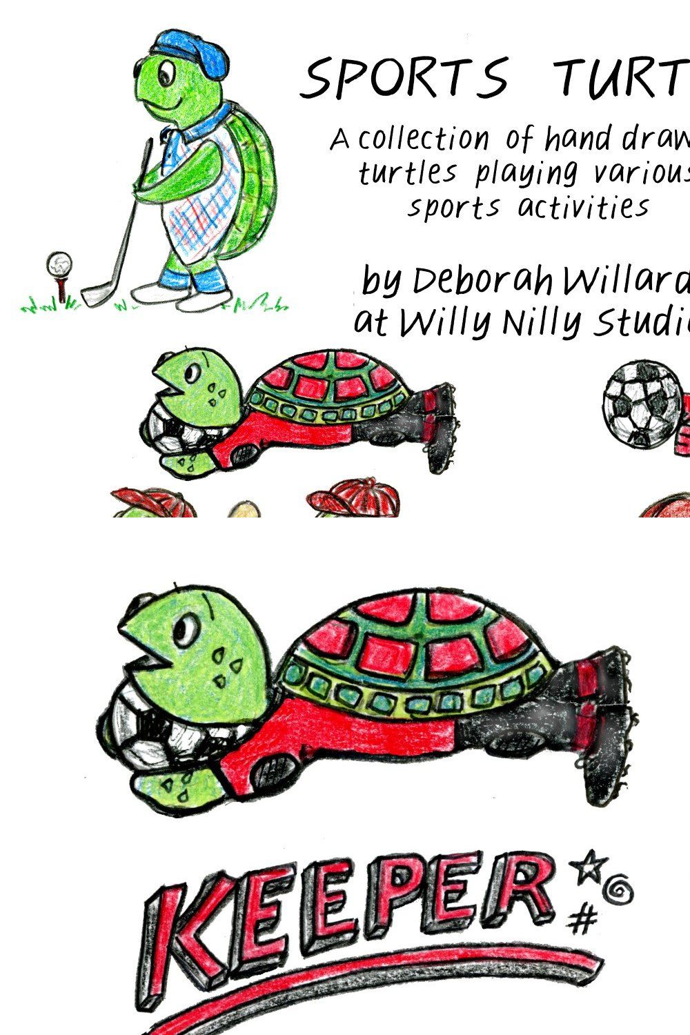 Sports Turtles Hand Drawn pinterest preview image.