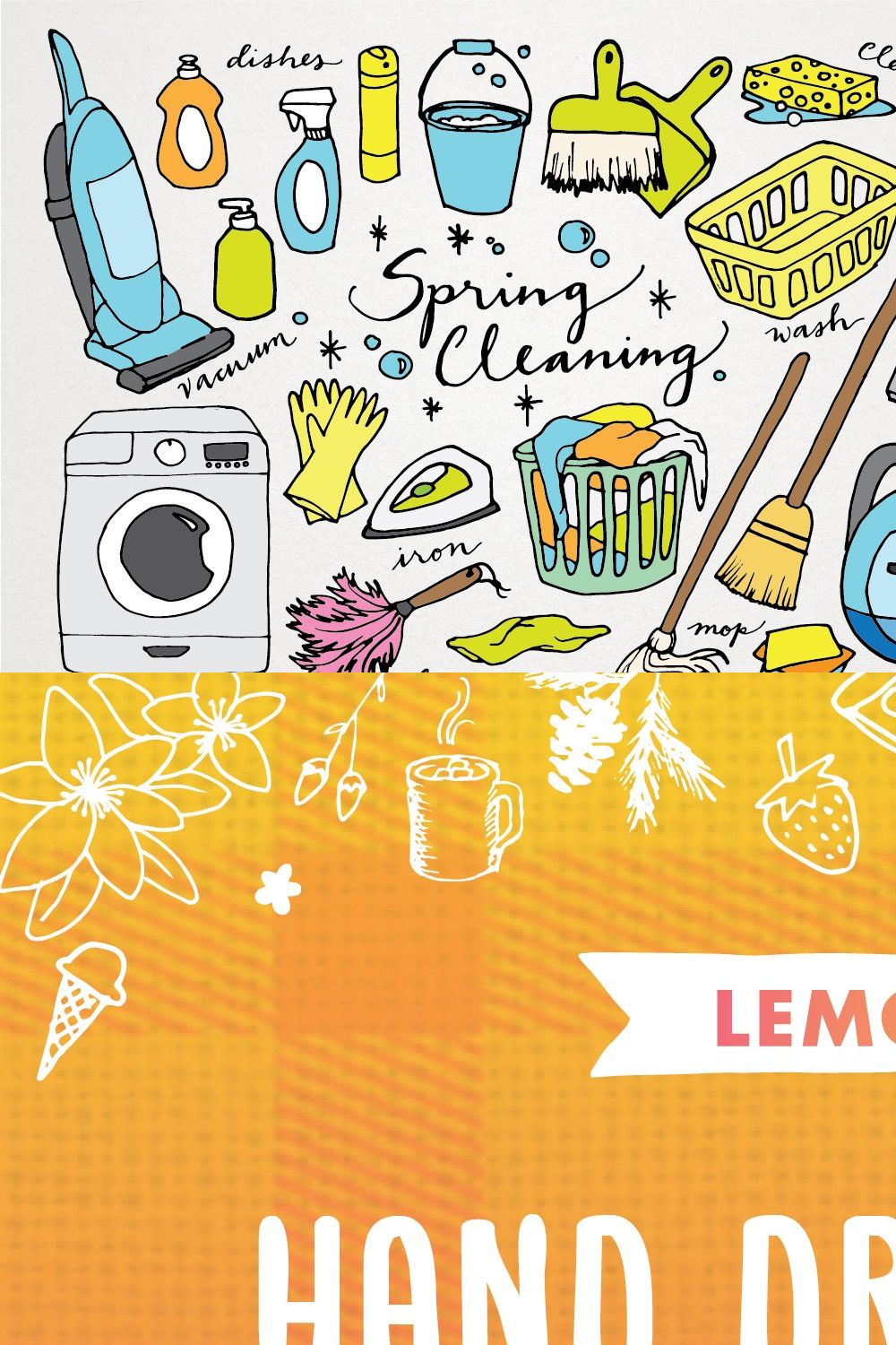 Spring Cleaning Hand Drawn Clipart pinterest preview image.