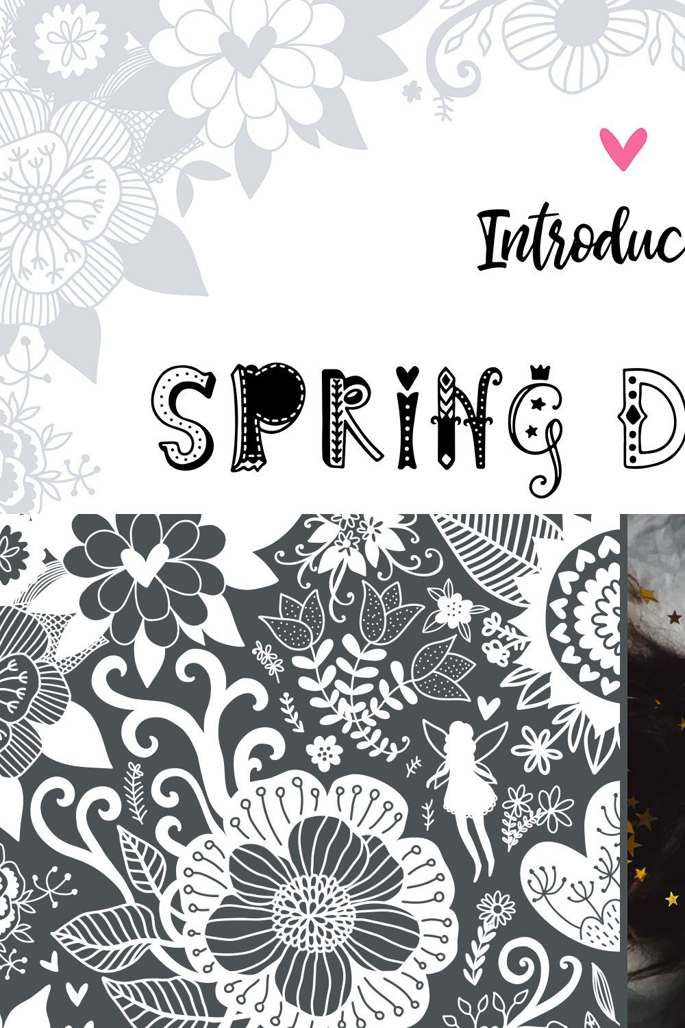 Spring Dreams Typeface with Clipart pinterest preview image.