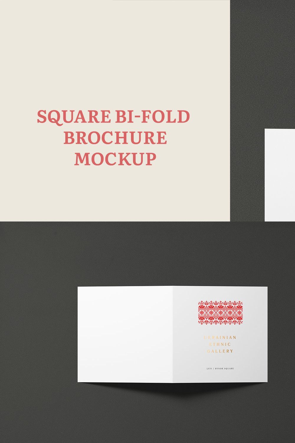 Square Bi-Fold Brochure Mockup pinterest preview image.